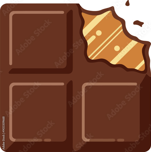 Chocolate bar with peanut butter bite vector illustration for dessert and snack design 