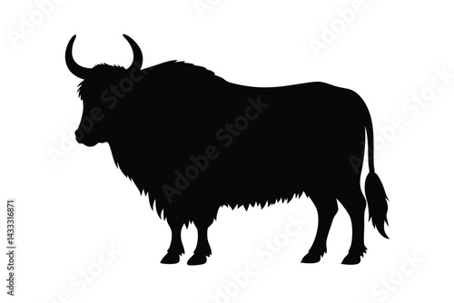Yak Silhouette Black Minimalist Animal Icon