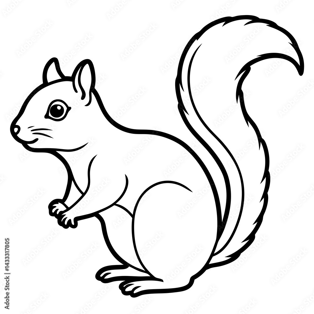 Minimalist Squirrel Line Art Vector Minimalist Squirrel Line Art Vector