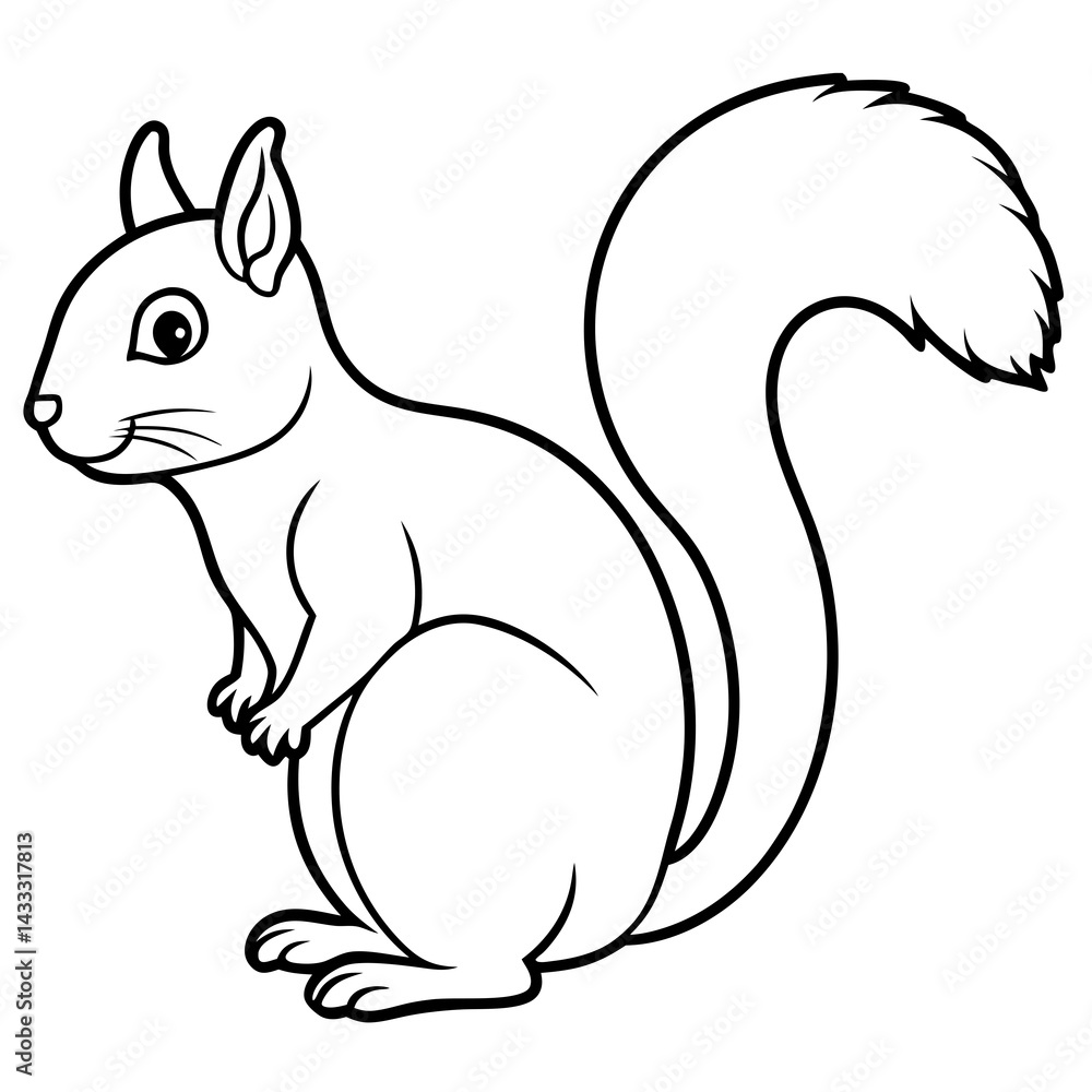 Minimalist Squirrel Line Art Vector Minimalist Squirrel Line Art Vector