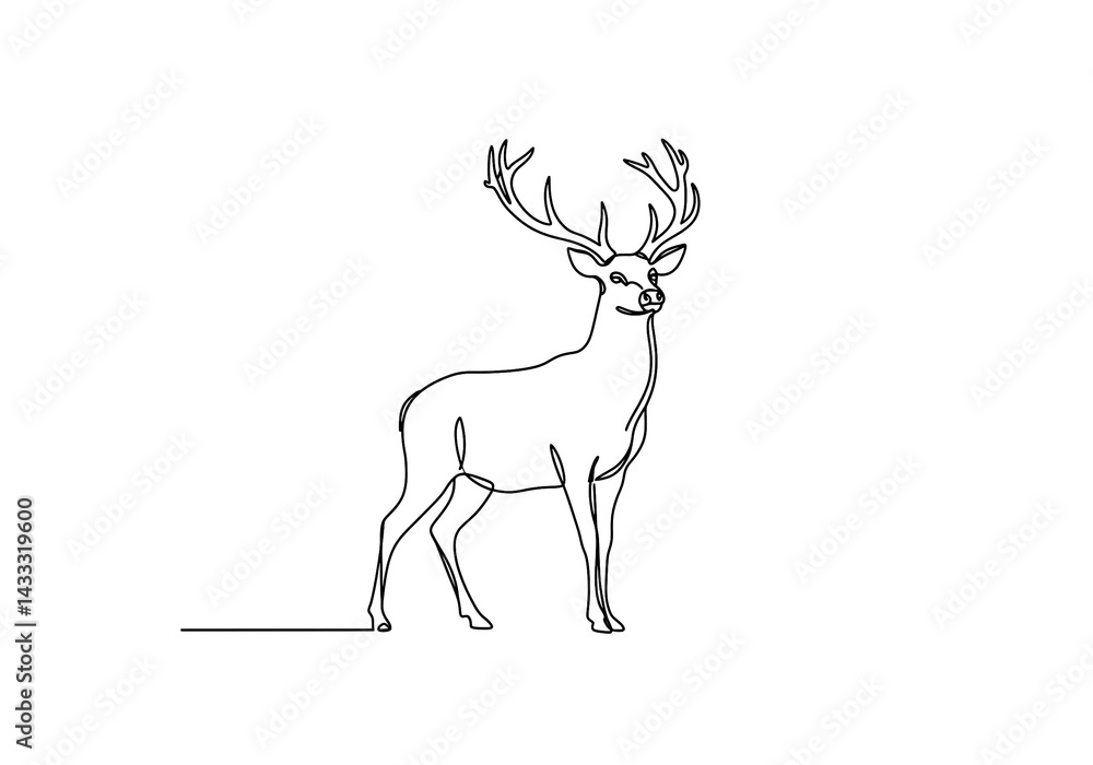 Fototapeta premium vector illustration of a deer with a big horns,vector illustration of a giraffe, deer with a big horns, deer silhouette vector illustration