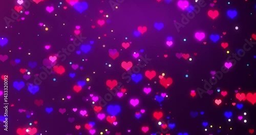 
Heart shapes shimmering and moving with light flare, happy joyful celebration bg. Valentine's february love anniversary video. Particle glitter twinkle wedding greeting fantasy engagement decoration.