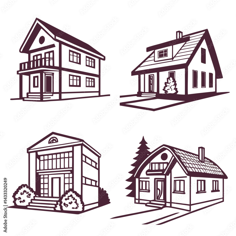 houses set vectors houses set vectors
