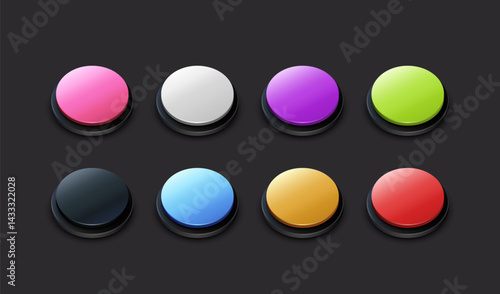 Set of round buttons of different colors. Vector illustration