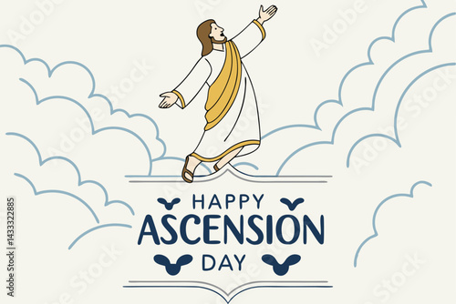Jesus Christ Ascension day vector art concept illustration