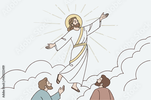 Jesus Christ Ascension day vector art concept illustration