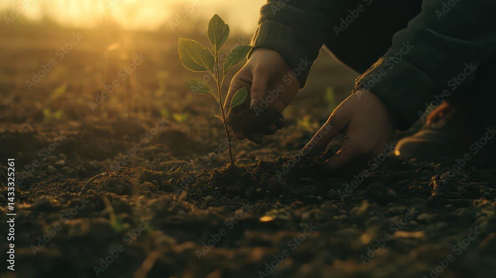 Fototapeta premium New life blossoms in sunkissed soil