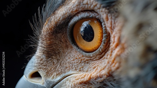 BEARDED VULTURE (Gypaetus barbatus) . close up detail of face and plumage. highly endangered .