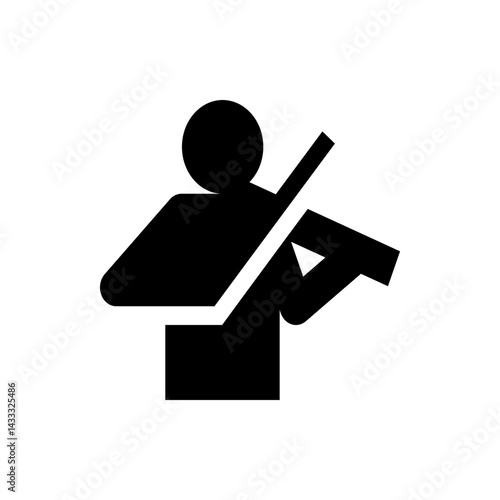 Icon depicting a person wearing a seatbelt in a vehicle for safety and accident prevention measures shown