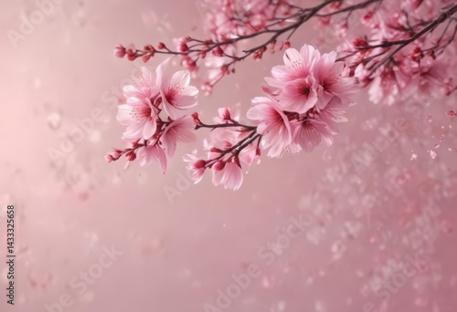 Abstract pink sakura petals, swirling softly on a dreamy background ,  blossom,  overlay,  airy