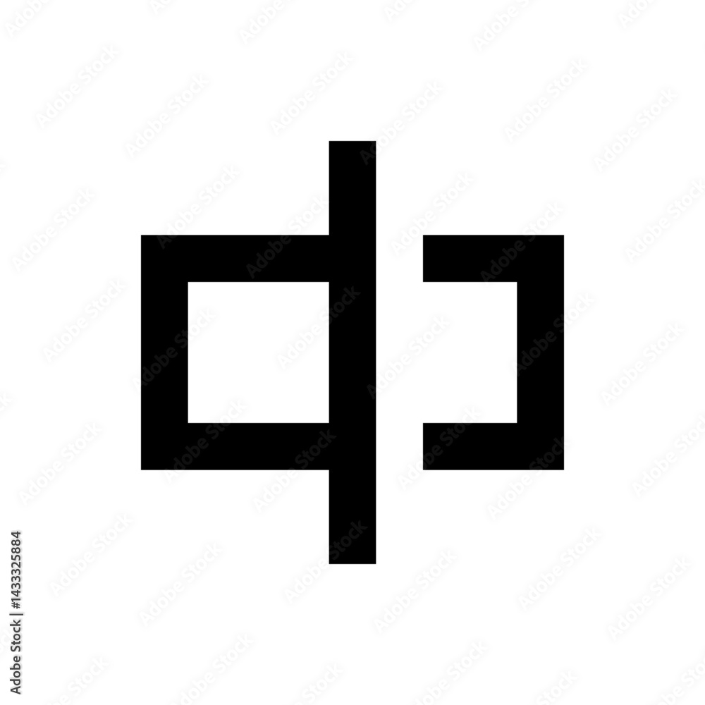 Black and white abstract design featuring geometric shapes and negative space creating a unique symbol look Black and white abstract design featuring geometric shapes and negative space creating a unique symbol look
