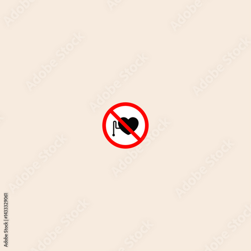 No Access For Persons With Pacemakers Symbol icon flat vector design.
