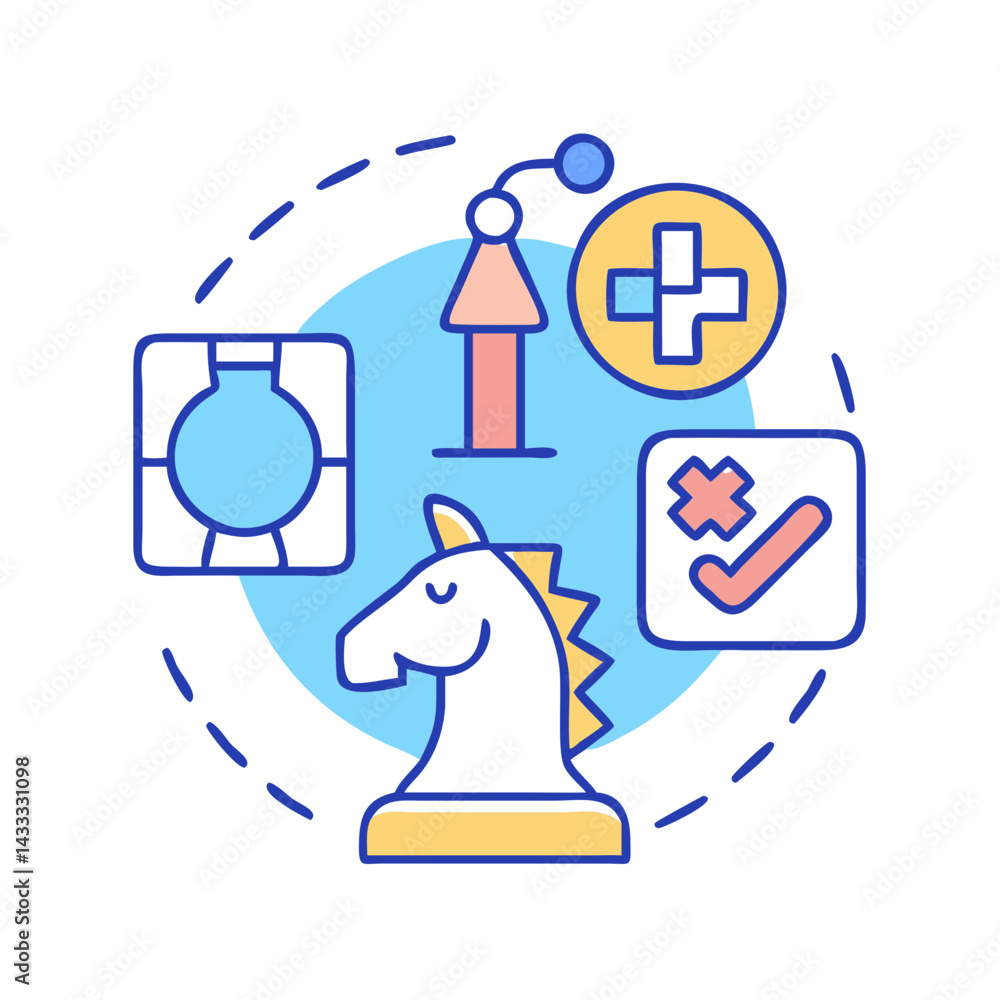 Chess Knight AI Strategy and Data Visualization Concept Chess Knight AI Strategy and Data Visualization Concept
