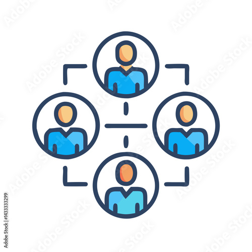 Teamwork and connection represented by a people network icon