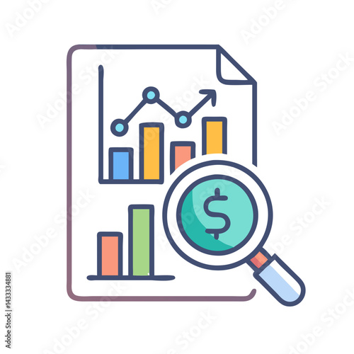Analyzing Financial Data with Magnifying Glass and Chart