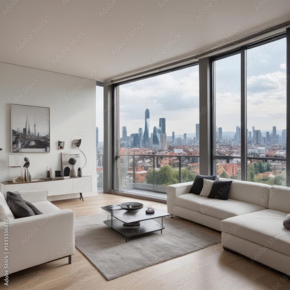 Obraz premium modern living room, living room interior, modern living room with fireplace
