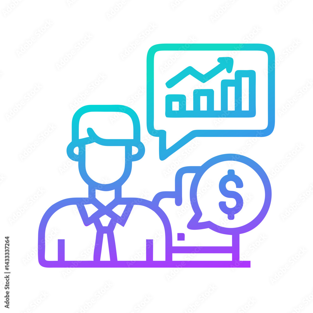 Investment Advisor with Chart, Dollar Sign, and Gradient Color Investment Advisor with Chart, Dollar Sign, and Gradient Color