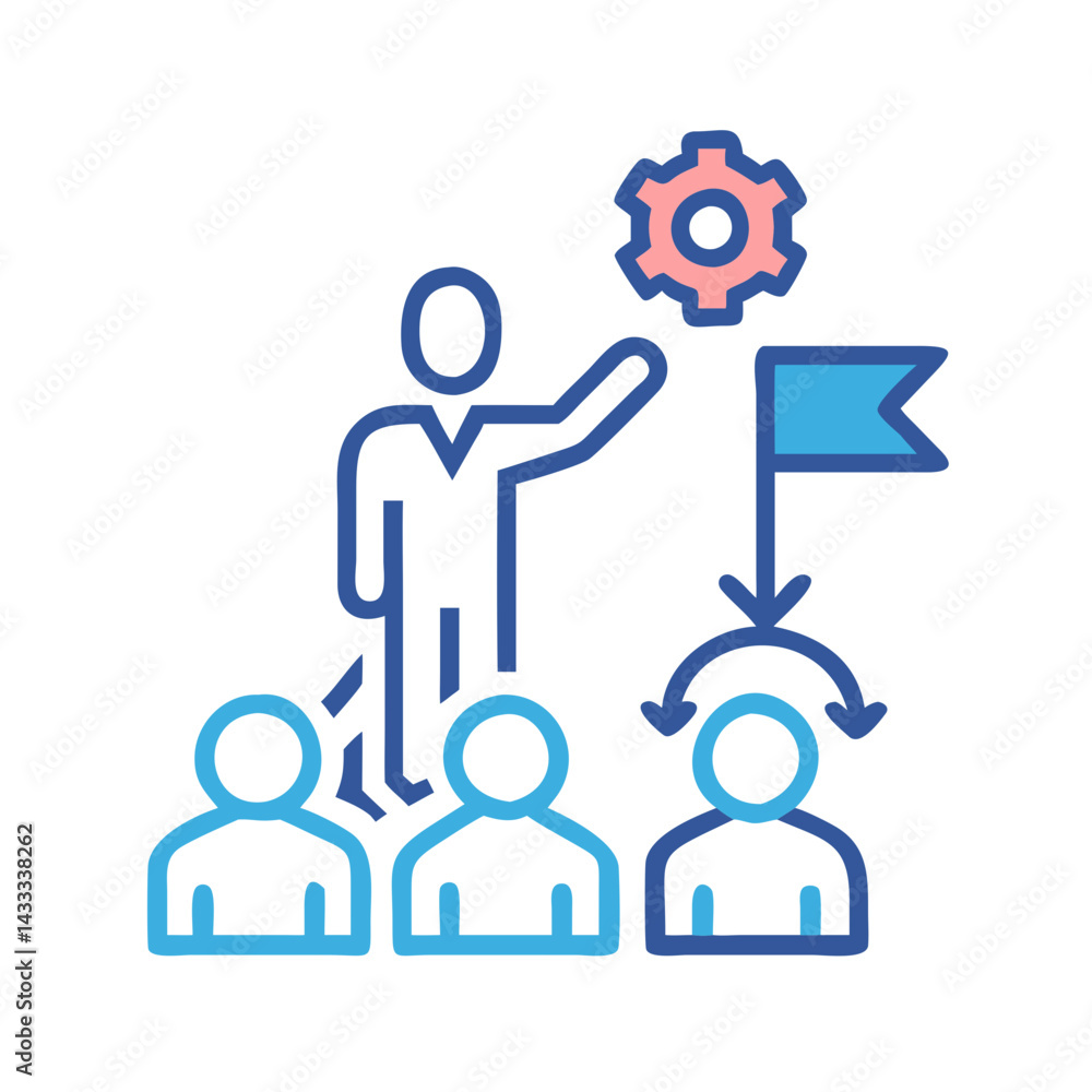 Teamwork, Leadership and Strategy Concept Illustration, on black Teamwork, Leadership and Strategy Concept Illustration, on black