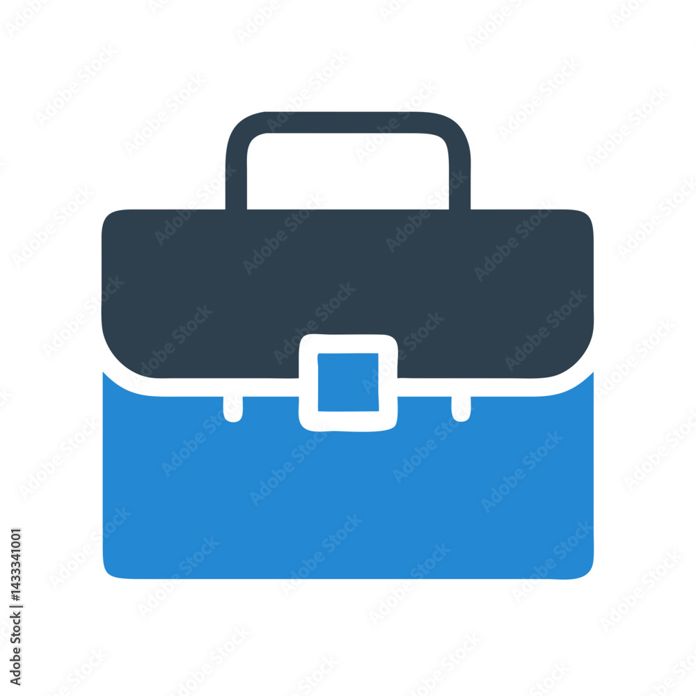 Blue and Gray Business Briefcase Icon on Black Backdrop Blue and Gray Business Briefcase Icon on Black Backdrop