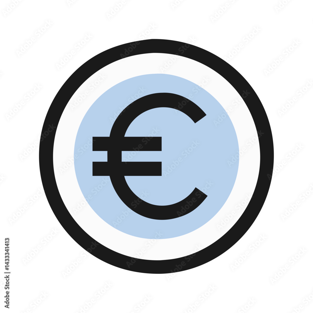 Euro Symbol Graphic with Circle Border on Black Euro Symbol Graphic with Circle Border on Black