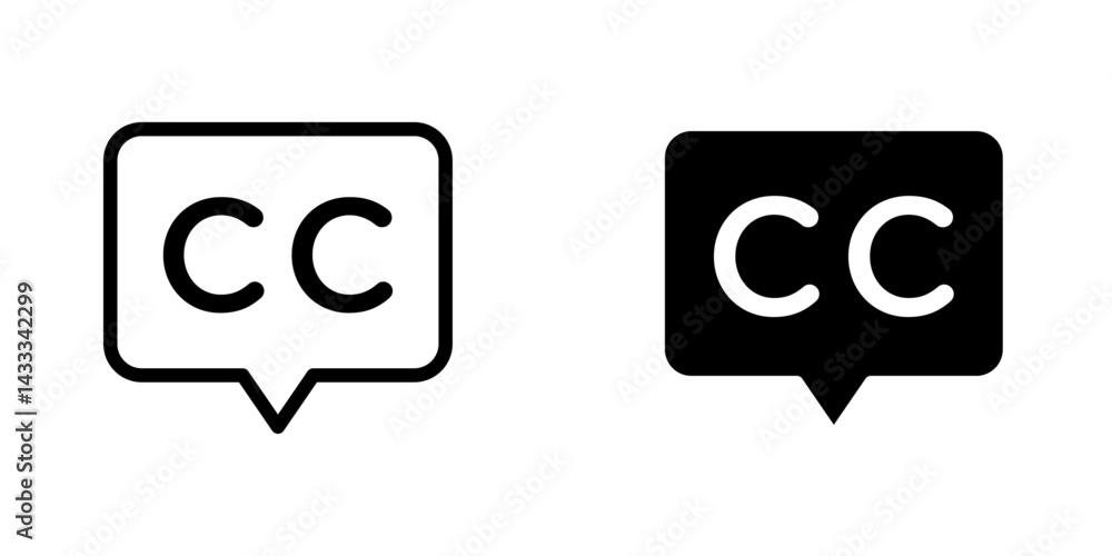 Closed caption icon vector illustration for web, ui designs Closed caption icon vector illustration for web, ui designs