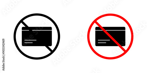 Credit card with prohibition signs vector illustration for web, ui designs