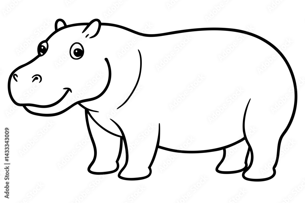 Obraz premium Minimalist Hippo Line Art