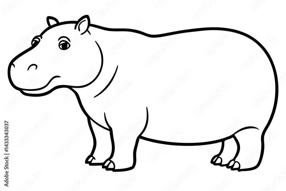 Minimalist Hippo Line Art Minimalist Hippo Line Art