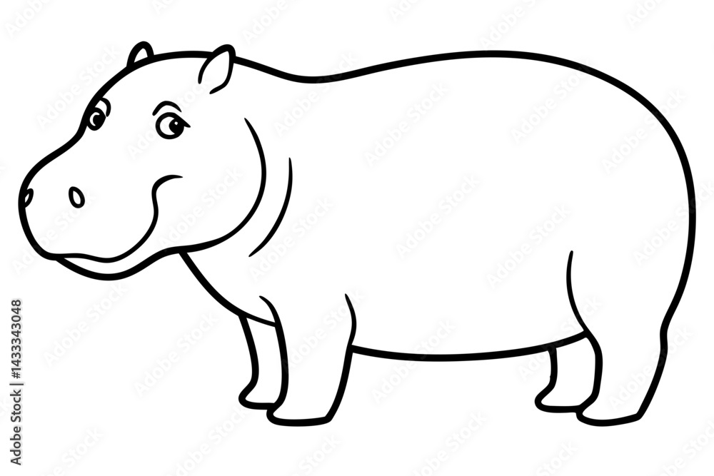 Fototapeta premium Minimalist Hippo Line Art