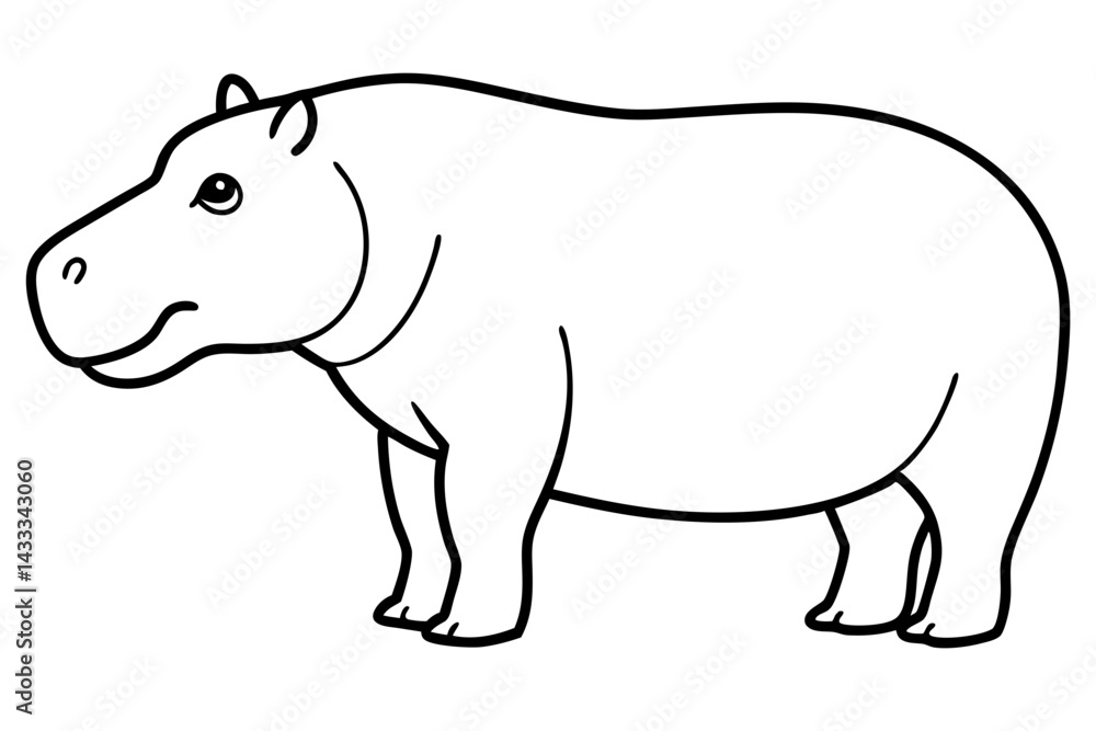 Minimalist Hippo Line Art Minimalist Hippo Line Art