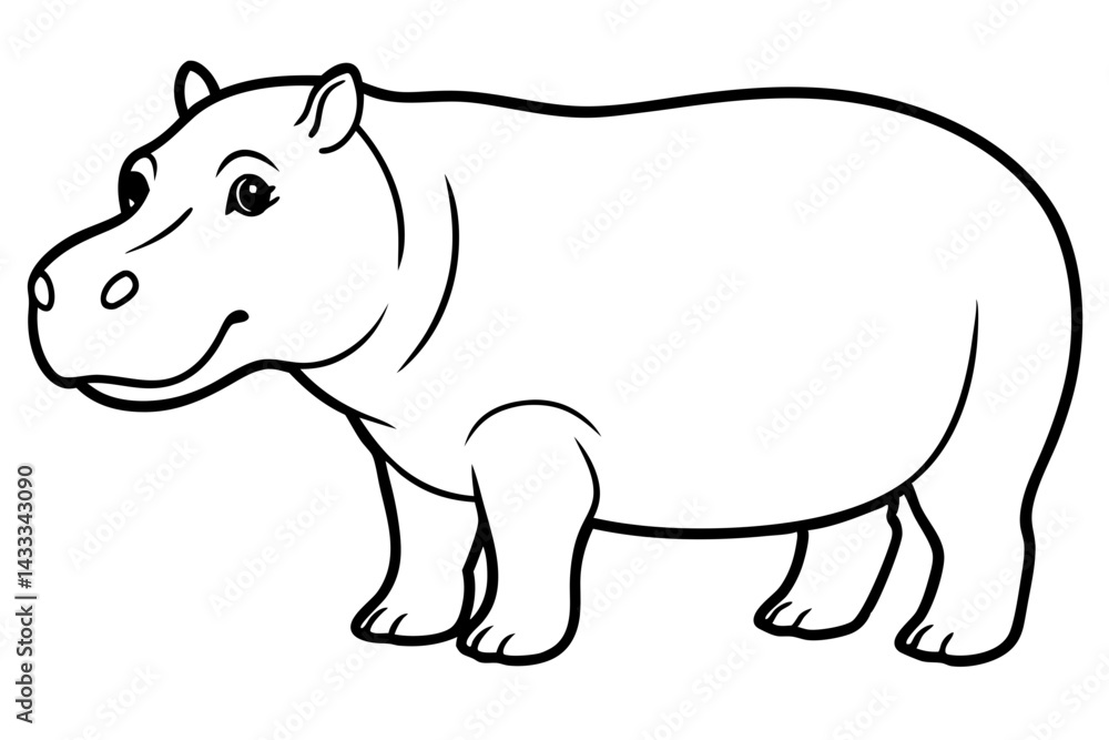 Fototapeta premium Minimalist Hippo Line Art