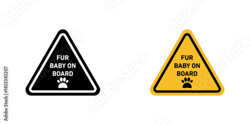 Fur baby on board signs vector illustration for web, ui designs