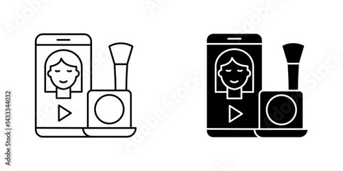 Makeup tutorial video icon vector illustration for web, ui designs