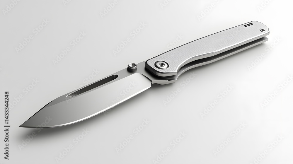 Sleek silver folding knife. Sleek silver folding knife.
