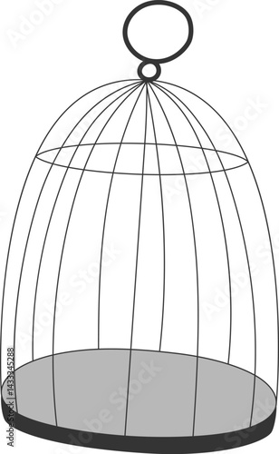 Modern Minimalist Wire Birdcage on a White Background