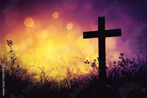 Silhouette of Cross in Field