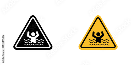 Risk of drowning warning signs vector illustration for web, ui designs
