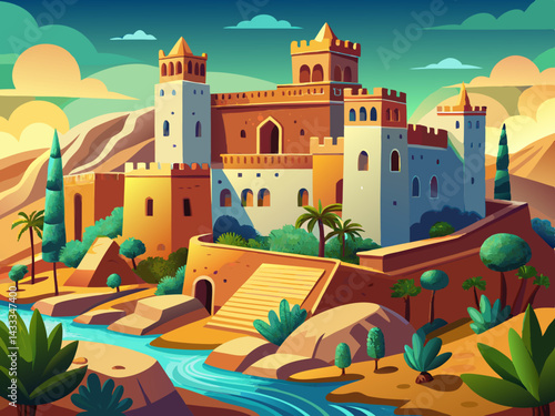 vector of Beautiful and old castle in Sar Sabz village