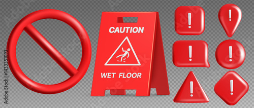 Warning Signs Realistic on transparent background