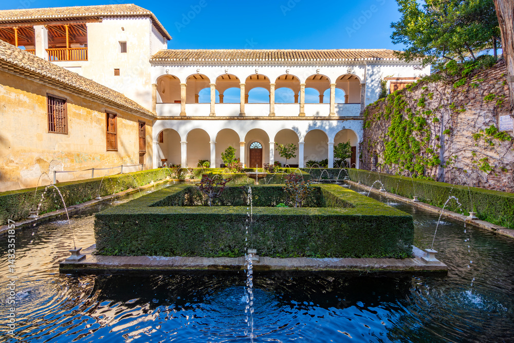 Generalife palace and gardens at Alhambra, Granada, Spain