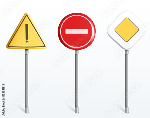 Warning Signs Realistic Composition