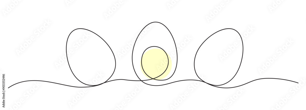 Single line egg, hand drawn continuous one line The Easter symbol, minimalist one line art eggs