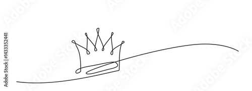 Obraz na płótnie Continuous Thin Line Crown, Minimalist Crowns Drawing, One Line Art King Symbol w salonie