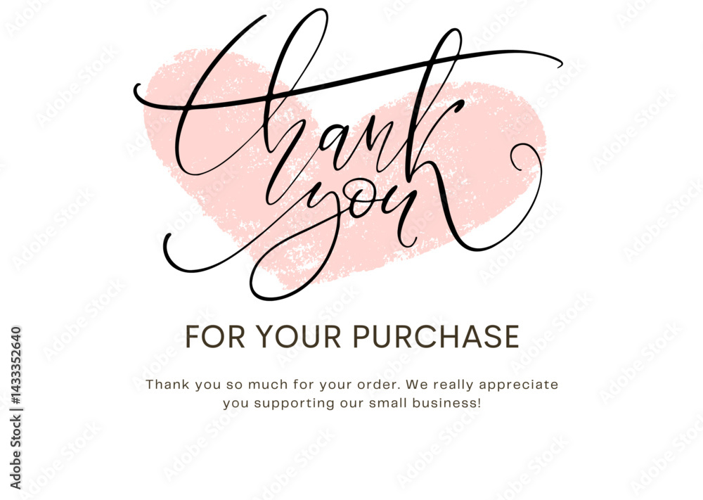 Fototapeta premium Thankyou Shopping and Business Card with a pink heart 