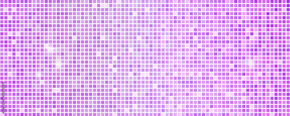 Disco ball seamless pattern. Disco party glitter pink metal background, sparkle mosaic tile