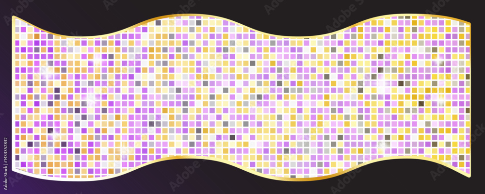 Disco ball pattern. Disco party glitter pink metal background, sparkle mosaic tile