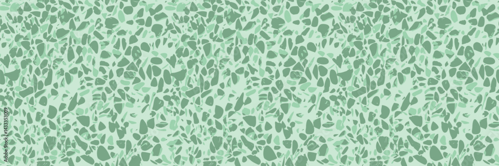 Seamless green terrazzo pattern with marble texture. Modern abstract vector design