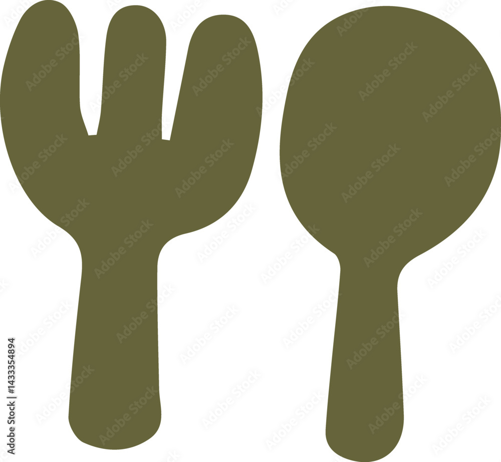 Fototapeta premium フォークとスプーンのセットの手描きアイコンイラスト
