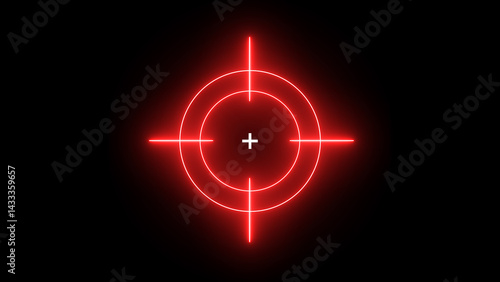 Glowing neon target icon, military target icon Isolated on Black Background