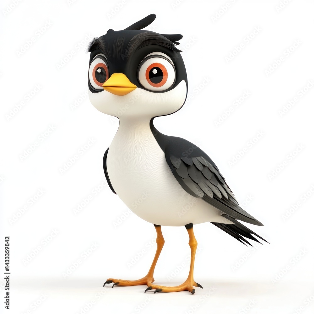 Naklejka premium cute cartoon Lapwing character 3D render isolated on white background 
